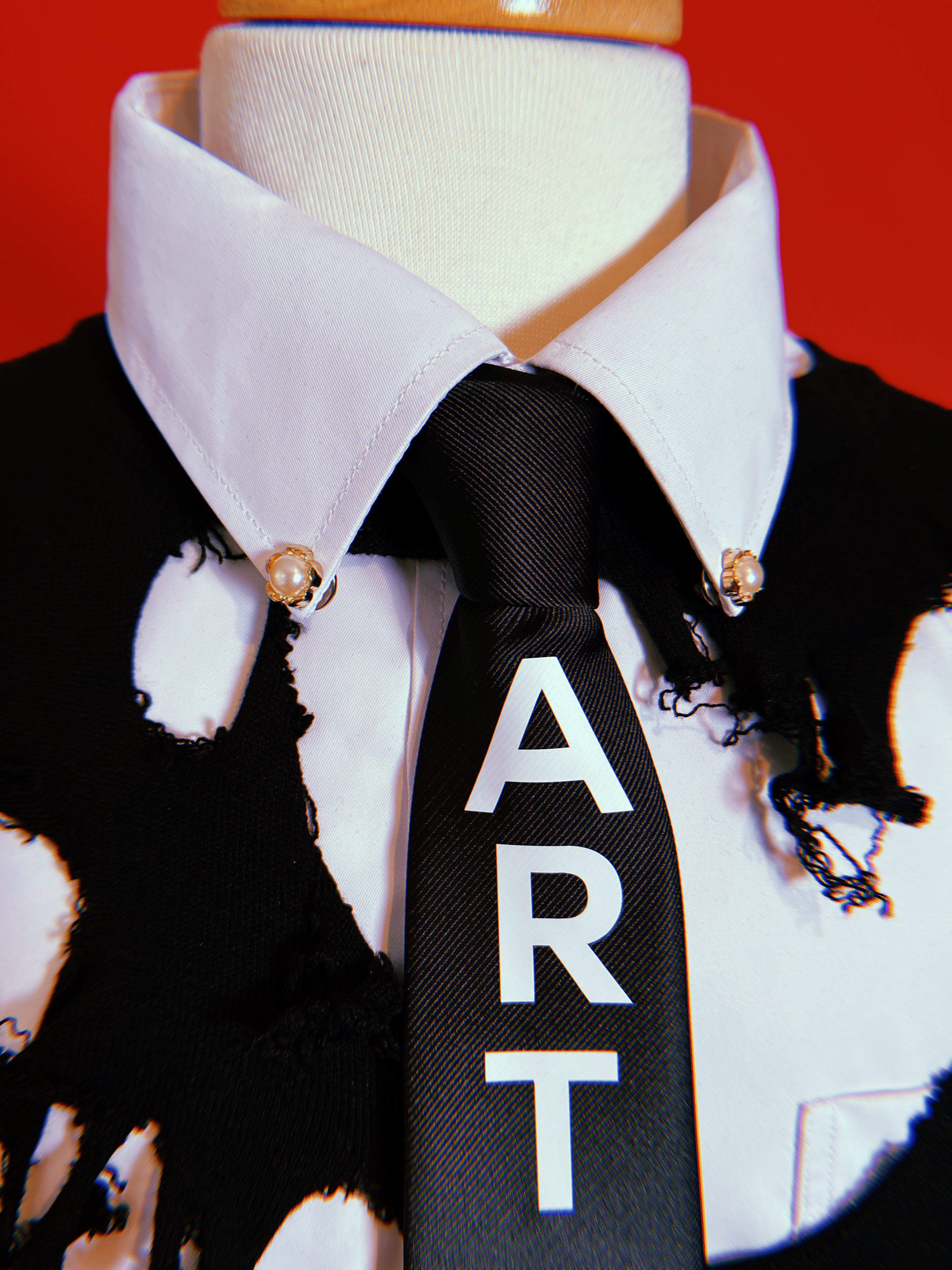 3 Piece Set: Ripped Sweater + Shirt + Tie
