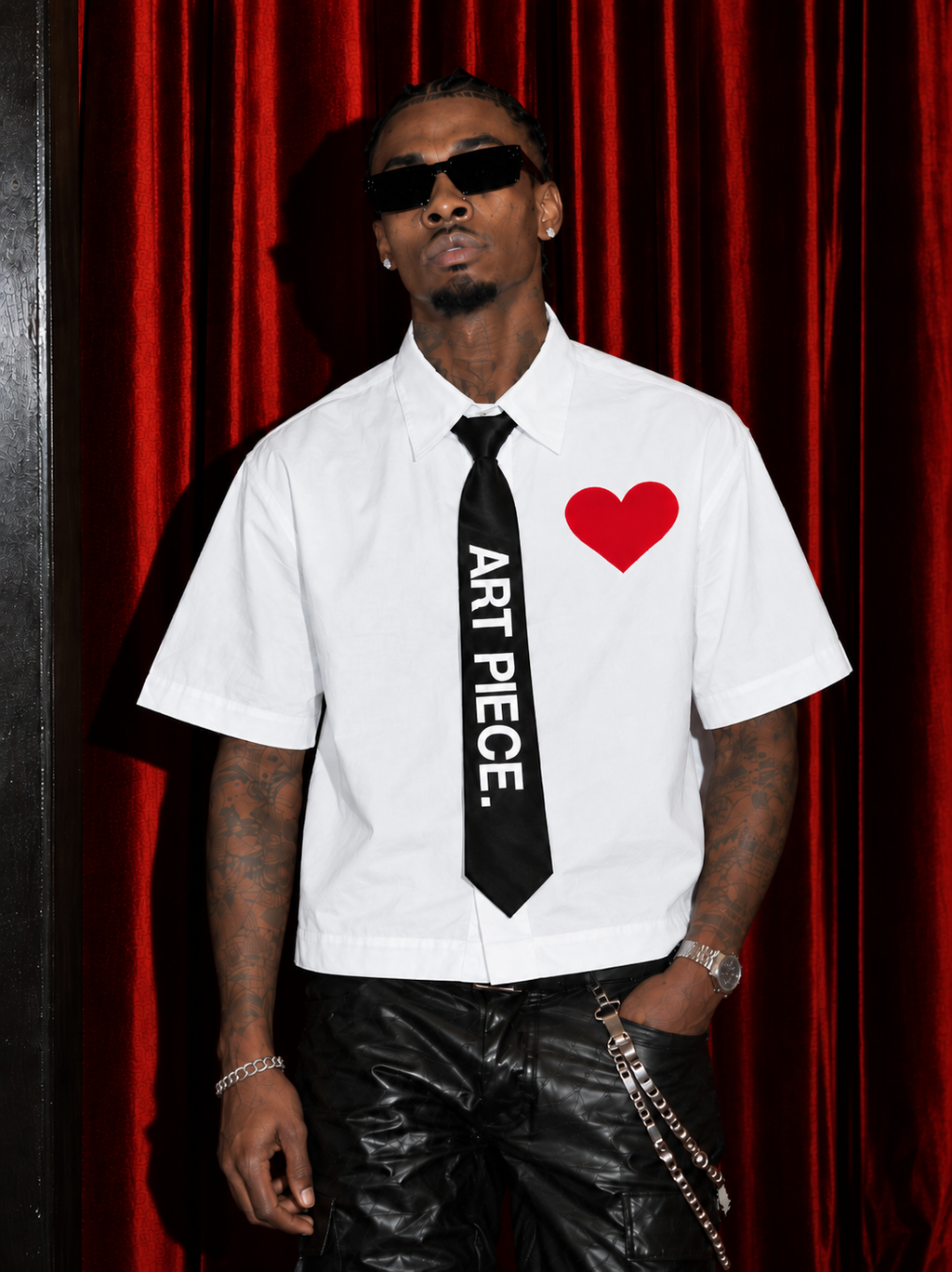 SHORT SLEEVE ART PIECE. SHIRT + TIE & FREE Art Pouch