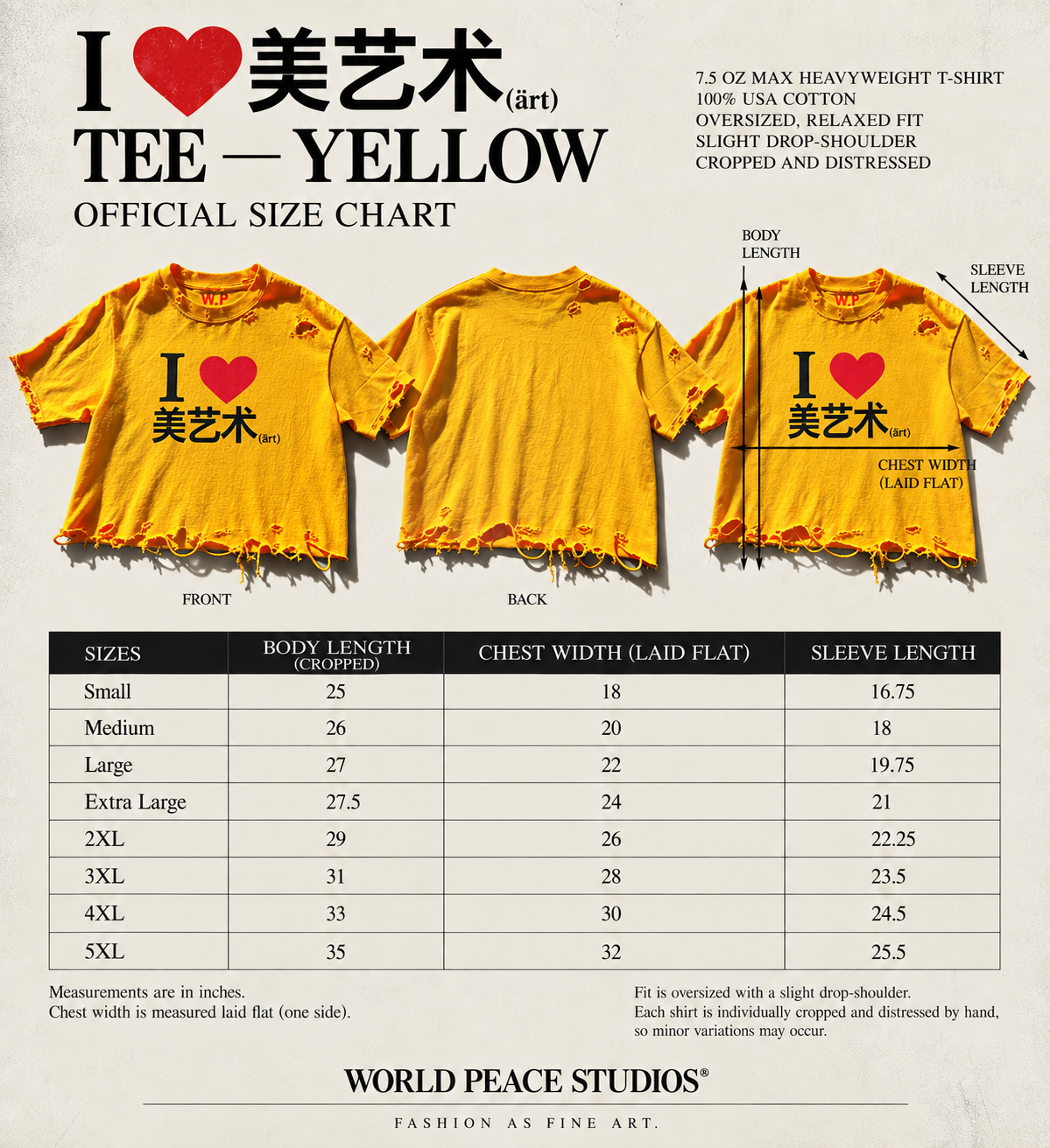 I ❤️ ART TEE — YELLOW + Free Art Pouch