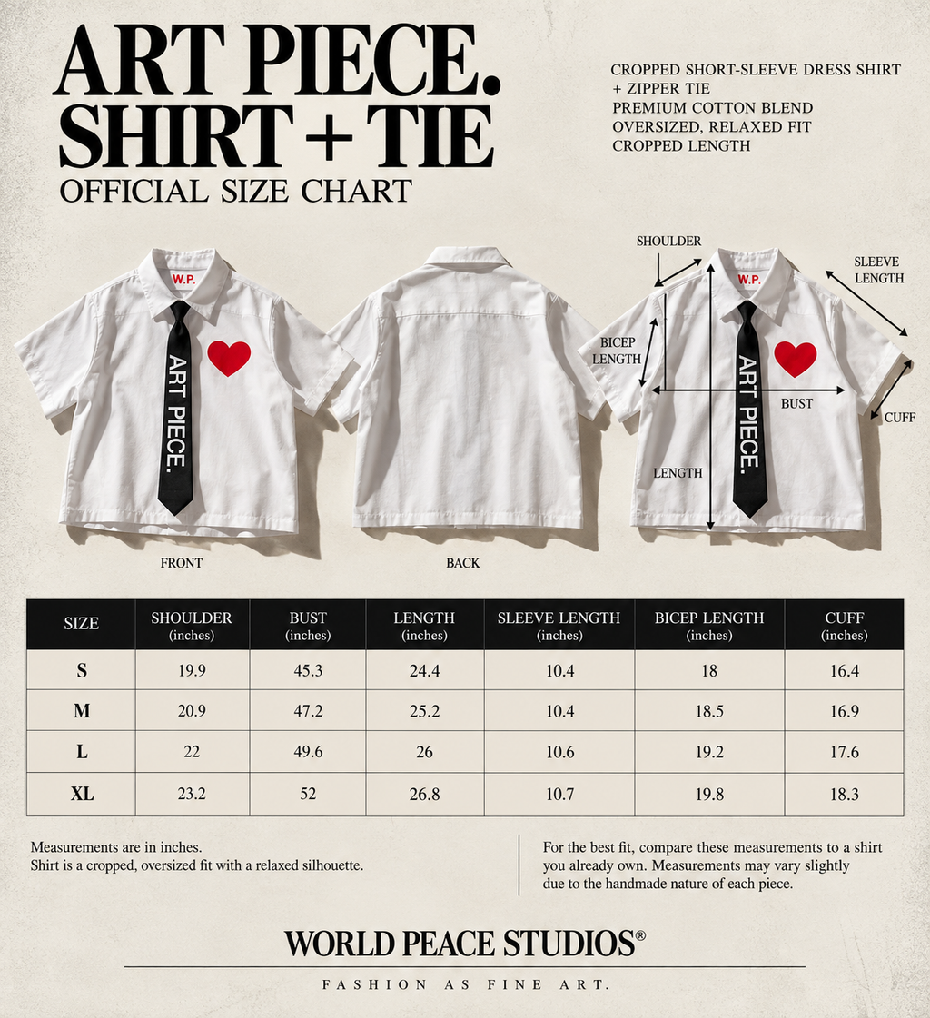 SHORT SLEEVE ART PIECE. SHIRT + TIE & FREE Art Pouch
