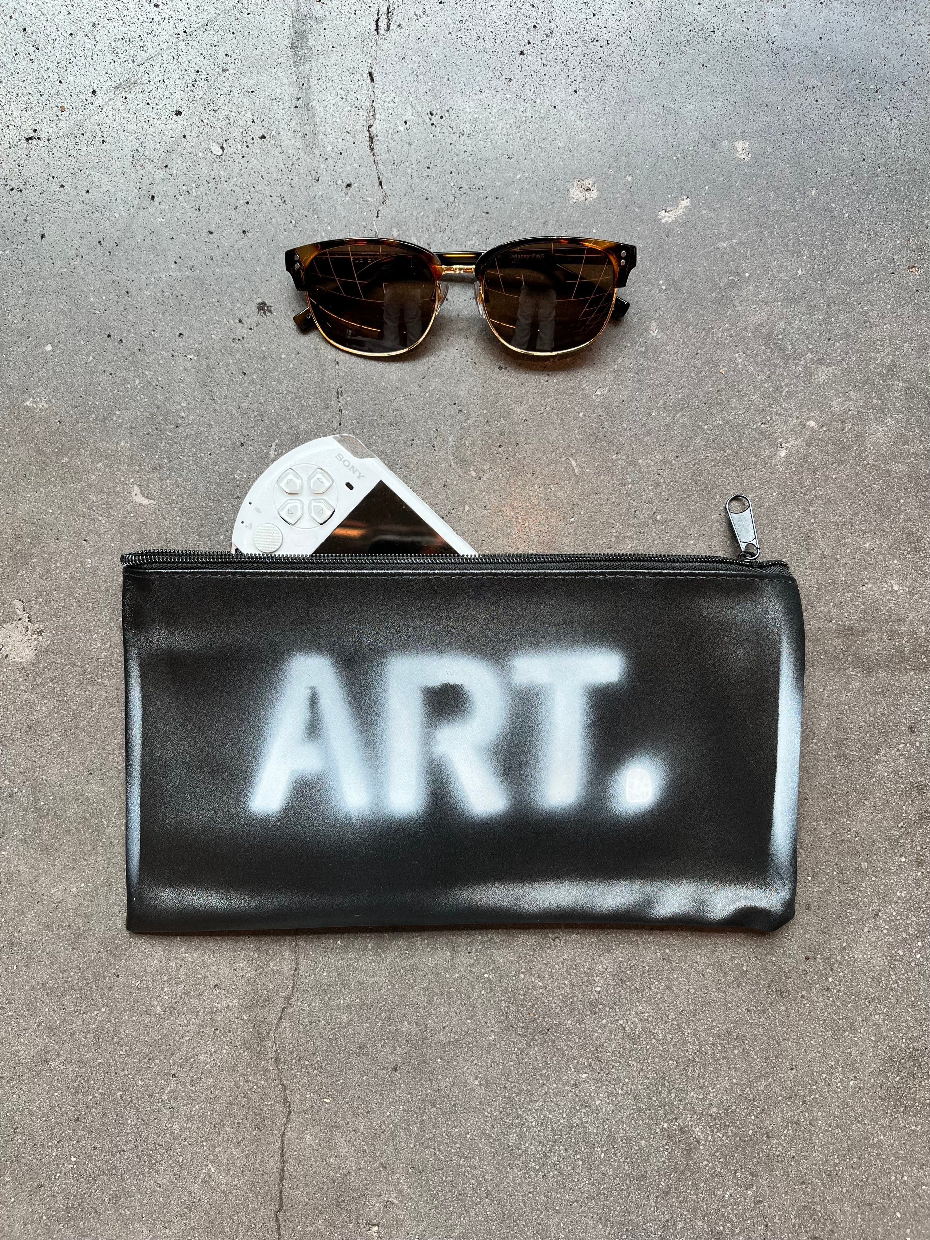 Black Leather Backpack + Free Art Bag