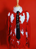 Red Cable Knit Ripped Sweater Set + Shirt + Tie