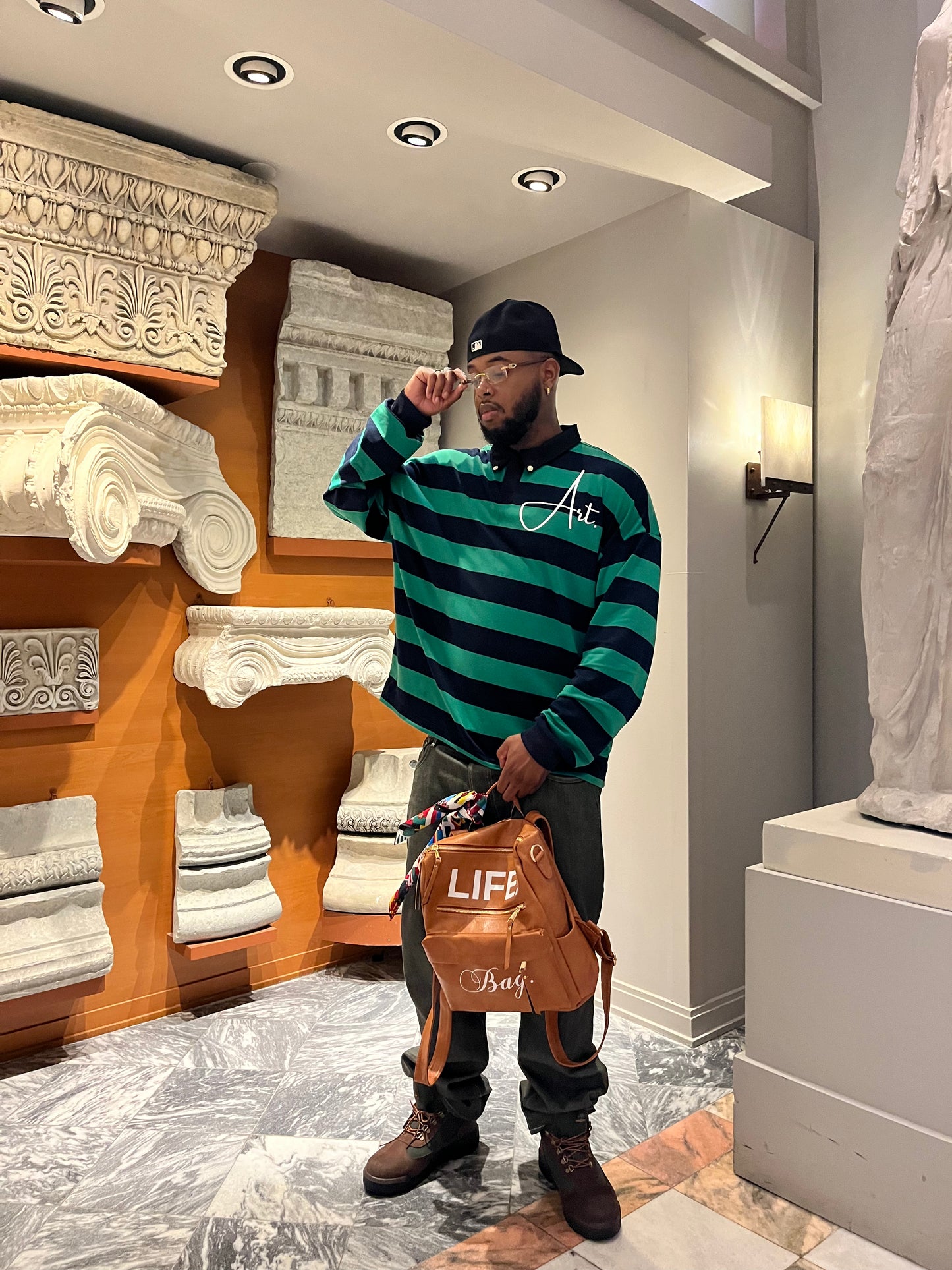 Premium Leather Backpack + FREE Travel Bag & World Flag Bandana