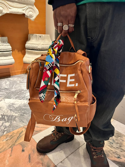 Premium Leather Backpack + FREE Travel Bag & World Flag Bandana