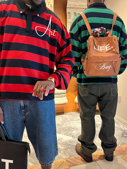 Premium Leather Backpack + FREE Travel Bag & World Flag Bandana