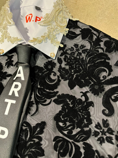 3 Piece Floral Sweater, Shirt and Tie + FREE ART BAG