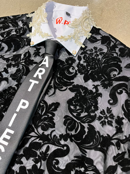 3 Piece Floral Sweater, Shirt and Tie + FREE ART BAG