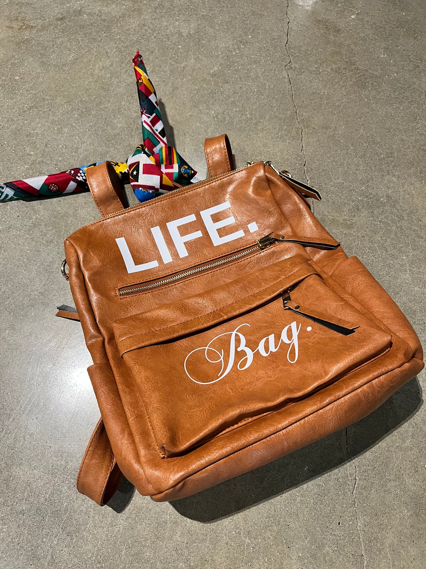 Premium Leather Backpack + FREE Travel Bag & World Flag Bandana