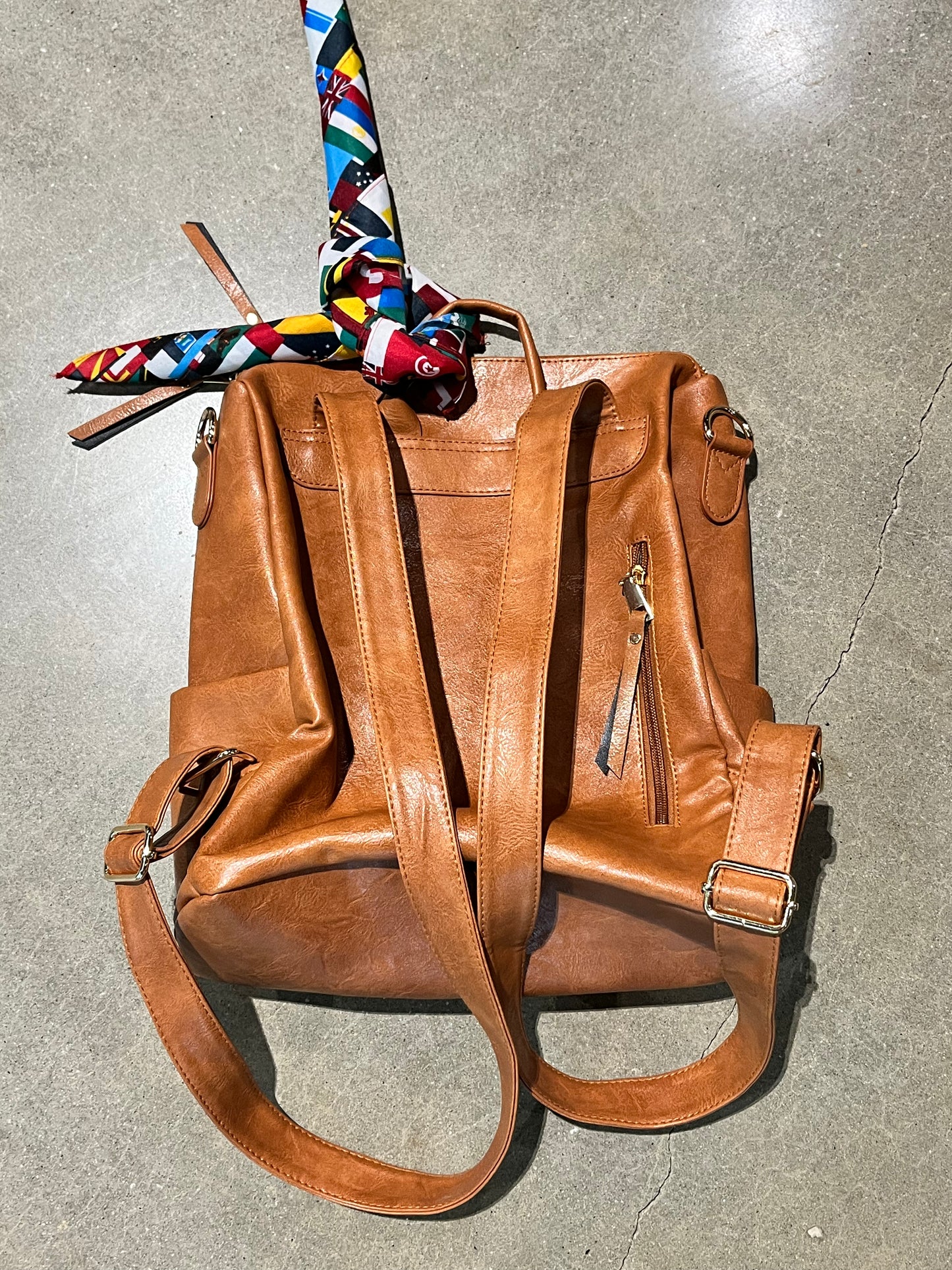 Premium Leather Backpack + FREE Travel Bag & World Flag Bandana