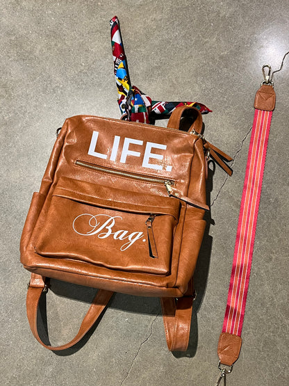 Premium Leather Backpack + FREE Travel Bag & World Flag Bandana