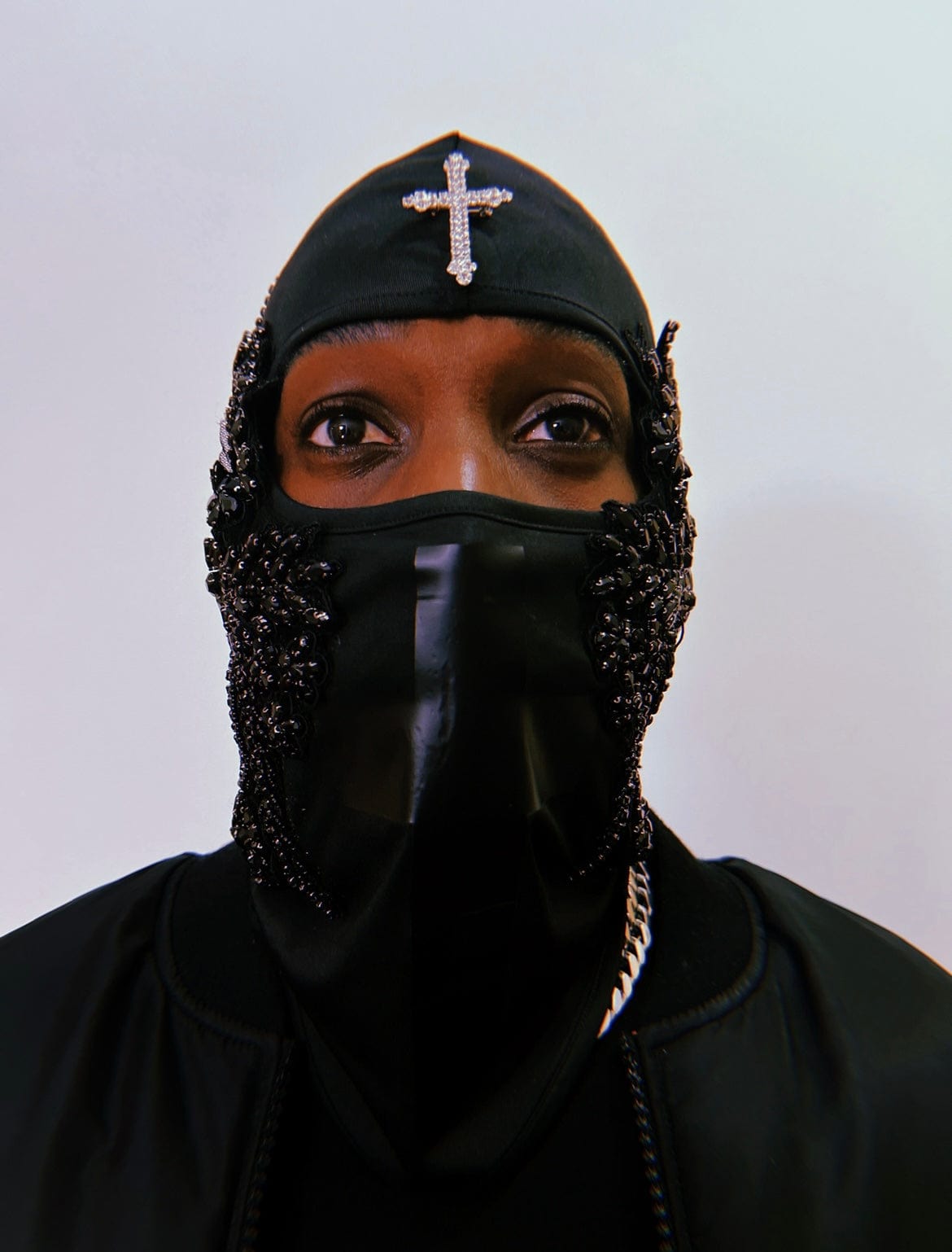 Black Glass Beaded Mask