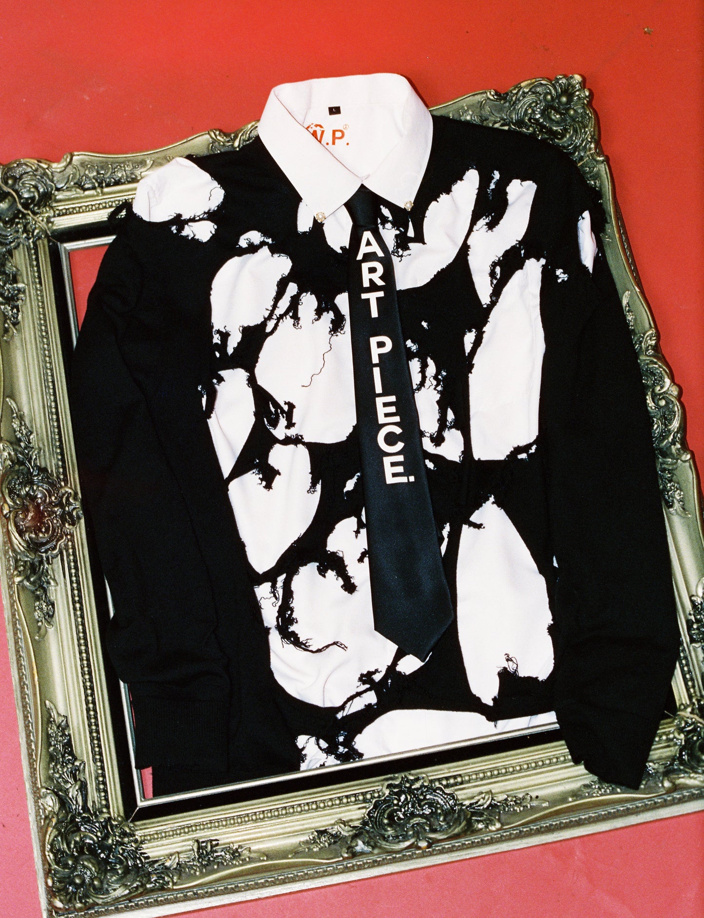 3 Piece Ripped Sweater , Shirt and Tie + FREE ART BAG