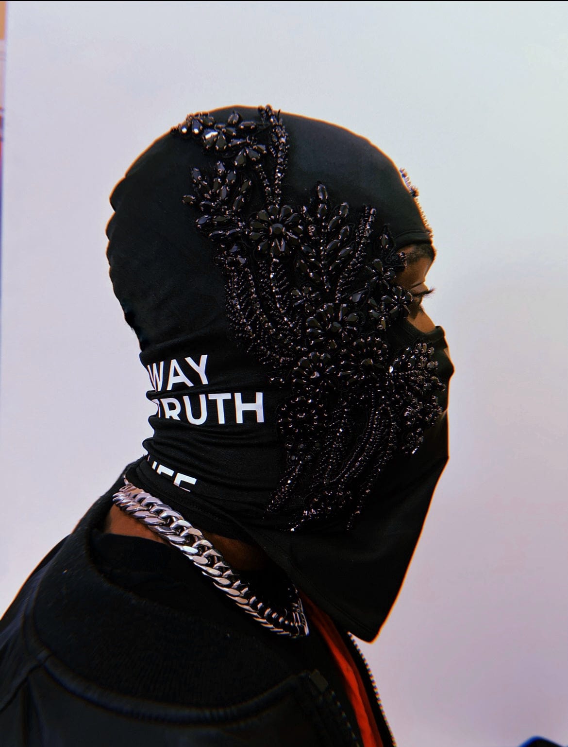 Black Glass Beaded Mask