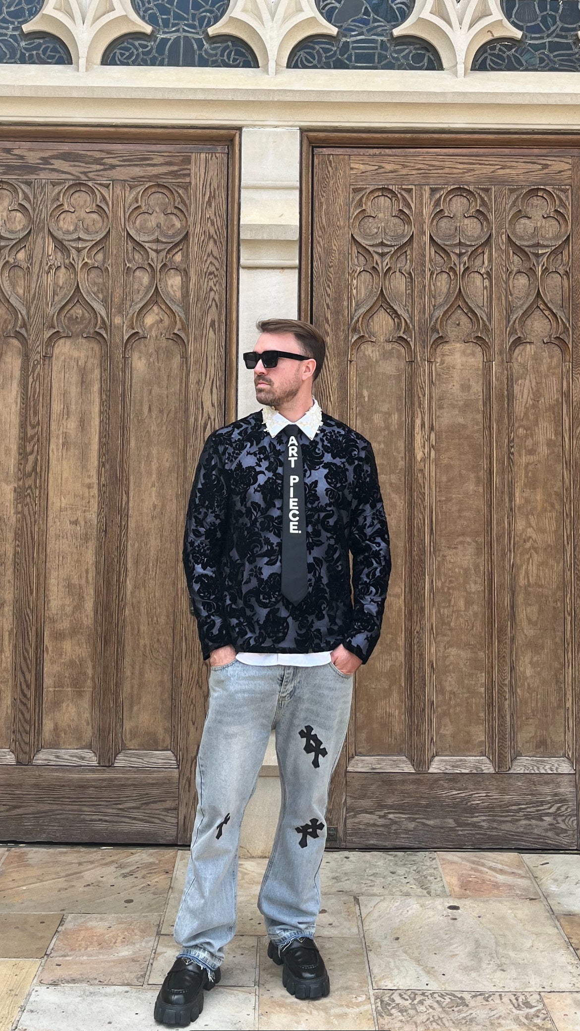 3 Piece Floral Sweater, Shirt and Tie + FREE ART BAG