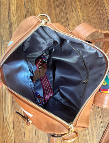 Premium Leather Backpack + FREE Travel Bag & World Flag Bandana